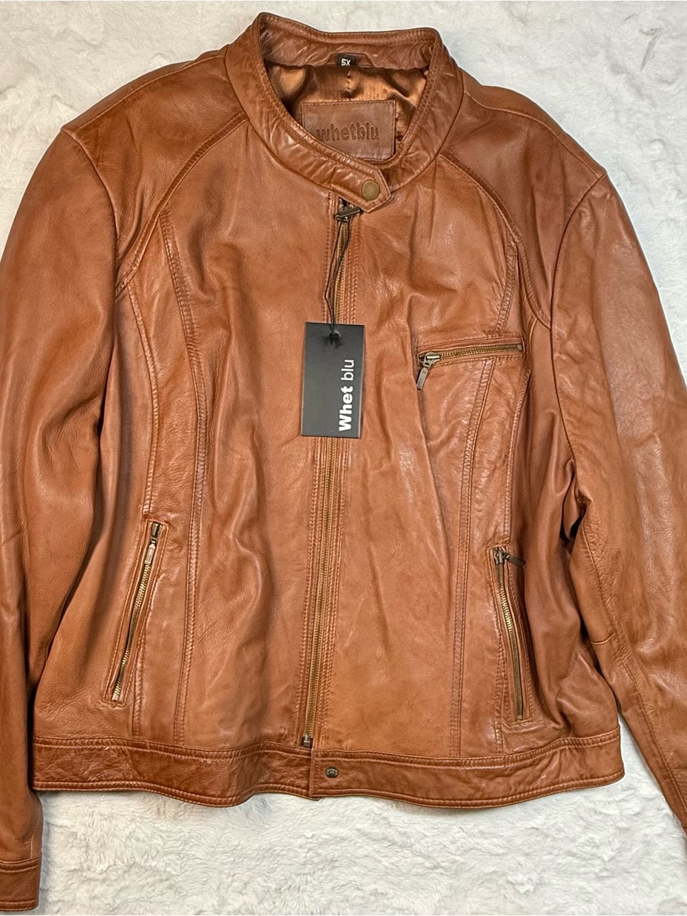 Whet Blu Women’s Congnac  Leather Moto Jacket